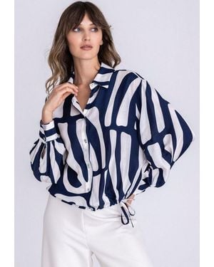 Tuzzi Klassische Bluse Mit Bindeband - Blau
