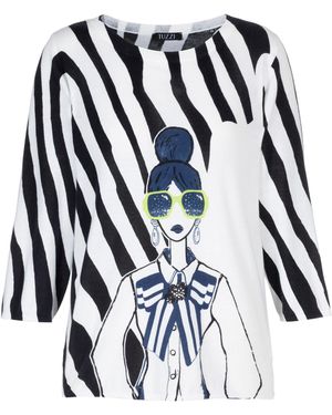Tuzzi Strickpullover Pullover DIVA STATE OF MIND mit Statement-Print - Schwarz
