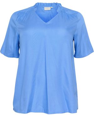 Kaffe Kurzarmbluse Kurzarm-Bluse KCtine Große Größen - Blau