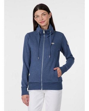 Ragwear Sweatjacke Ronette A Baumwollmischung Mit Marken-Stickerei - Blau
