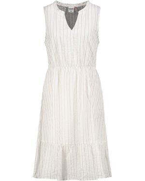 Sublevel Sommerkleid aus Baumwolle A-Linien Kleid mit Volants, Seersucker Optik - Weiß