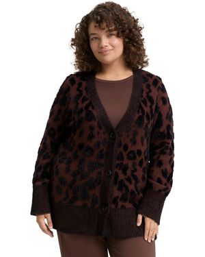 Tom Tailor Cardigan mit Leo-Print - Schwarz