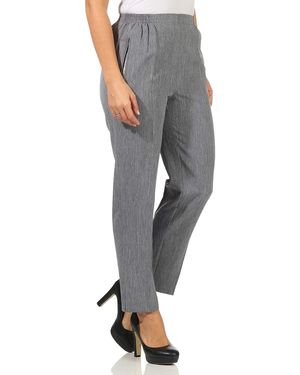 Aurela Damenmode Aurela mode Schlupfhose Stoffhose Anzug- oder Business Hose Kurzgröße Teil-Gummizug - Grau