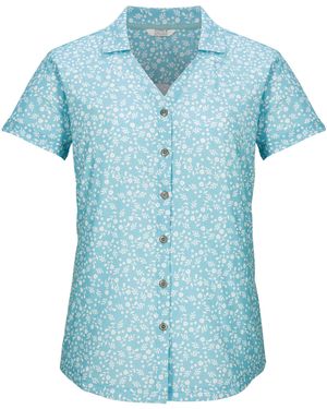 Killtec Funktionshemd KOS 86 WMN WVN SHRT Schnelltrocknende bluse mit floralem Print und Zierriegeln - Blau