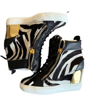 Giuseppe Zanotti Lorenz Sneaker Zebra Ponyfell Wedgesneaker Limitierte Sammlerstück Mit Ikonischem Wiedererkennungswert - Schwarz