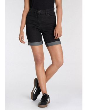 Arizona Jeansbermudas Weite Passform, Kurze Beinform, Hohe Leibhöhe - Schwarz
