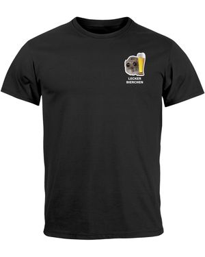 MoonWorks T-Shirt Lecker Bierchen Bier Alkohol Sad Hamster Meme mit Print - Schwarz
