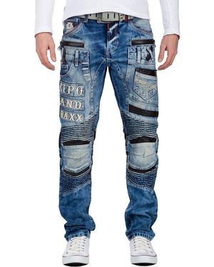 Cipo & Baxx Bikerjeans Biker Style BA-CD637 Blau W36/L34 (1-tlg)