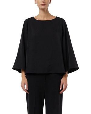 Comma, Shirtbluse Sommerbluse 3/4-Arm Mit Weiten Ärmeln - Schwarz