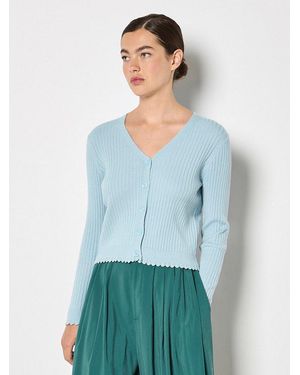 Apricot Cardigan Gerippte Strickjacke Mit Wellenkante - Grün