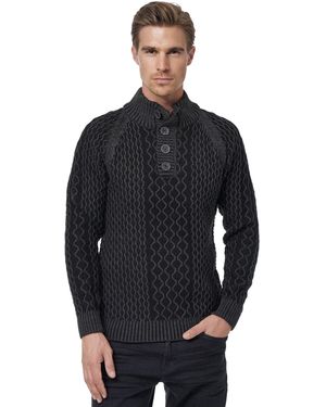Rusty Neal Strickpullover in tollem Grobstrick-Design - Schwarz