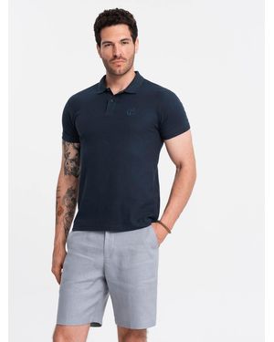 Ombre Poloshirt aus Piqué-Strick BASIC - Blau