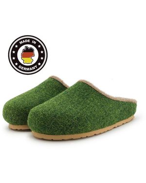 Pantoffelmann Filzclogs Mit Fußbett Filzhausschuhe Herren Damen Filz Clog Pantoffel Hausschuh (1 Paar) Hoher Tragekomfort, Angenehme Passform - Grün