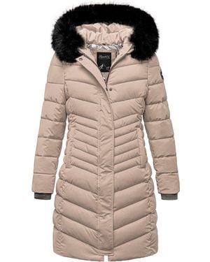 REPUBLIX Winterjacke Zoe Damen Gefütterte Dicke Glanz Winter Jacke Mantel Parka Mit Kapuze - Natur