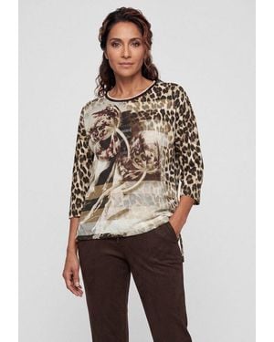 Olsen T-Shirt Mit Panneaux-Dessin Und Rundhalsausschnitt - Braun