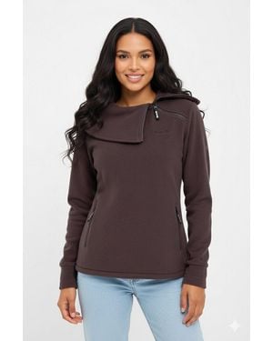 Bench Fleecepullover APRILLE warmes, tailliertes Fleeceshirt mit Troyerkragen und Seitentaschen - Braun