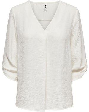 Jacqueline De Yong Blusenshirt Design Shirt Freizeit Hemd V-Neck Bluse - Weiß