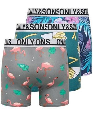 Only & Sons Trunk Onsfitz Aop Wb Bold Boxer 3Pack Noos (Packung, 3-St) Baumwollmischung, Eng Anliegend - Blau