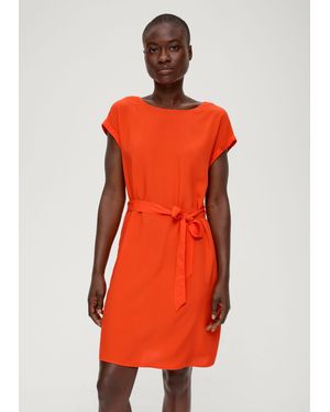S.oliver Minikleid Kleid mit Bindeband aus Viskose - Orange