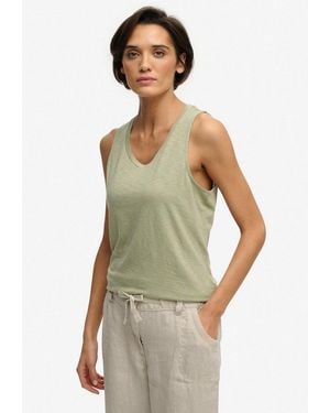 Superdry Tanktop Scoop Neck Tank Baumwollmischung, Regular Fit - Grün