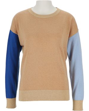 halsüberkopf Accessoires Strickpullover Color Block aus hochwertigem Baumwoll-/Kaschmirmix - Blau