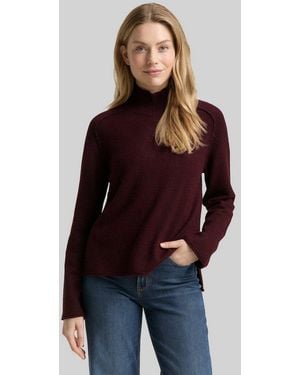 Tom Tailor Strickpullover Pullover & Strickjacken Loose Fit Strickpullover Mit Stehkragen - Rot