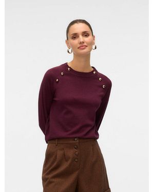 Vero Moda Strickpullover Vmhappy Ls O-Neck Button Pullover Boo - Lila