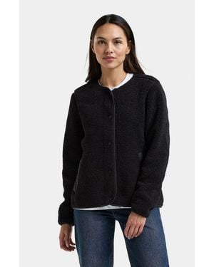 Didriksons Fleecejacke Damen Pile Teddy Selma Mit Taschen - Schwarz