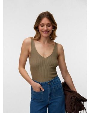Vero Moda Stricktop Vmglory Sl Rib Top Viskosemischung - Blau
