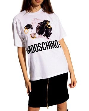 Moschino T-Shirt Couture Mooschino Kuh Cow Shirt Oversized Loose Boxy Tee New - Weiß