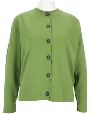halsüberkopf Accessoires Strickjacke Rundhals mit Herz-Stickerei - Grün