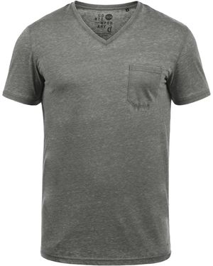 Solid Shirt SDTheon Kurzarmshirt mit V-Ausschnitt - Grau