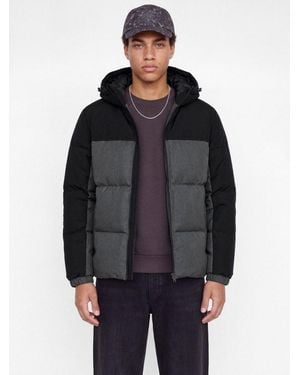 Jack & Jones Steppjacke Jjoxford Melange Puffer Jacket Hood Kunstfaser, Regular Fit - Grau