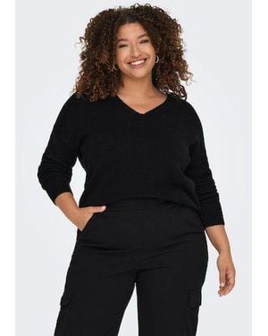 Only Carmakoma V-Ausschnitt- CARMARGARETA LS PULLOVER KNT NOOS Viskosemischung, regular fit - Schwarz