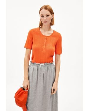 ARMEDANGELS Strickpullover CRISPINAA CREPE (1-tlg., Slim Fit) Strickshirt aus Bio-Baumwolle - Orange