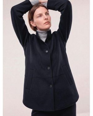 Walbusch Hemdjacke Damen Weiche Doubleface Hemdjacke Stehkragen, Sportlich - Blau