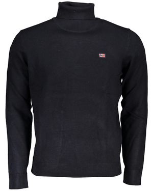 Norway 1963 Strickpullover Eleganter blauer -Rollkragenpullover mit Stickerei