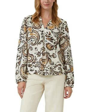 S.oliver Langarmbluse Mit Floralen Muster - Weiß