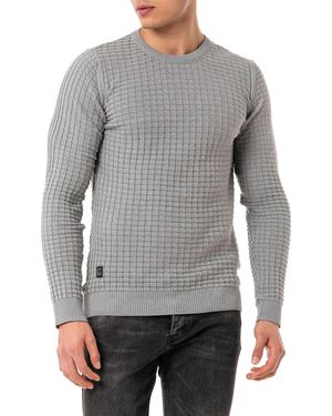 Redbridge Strickpullover mit Strukturmuster – Rundhals, Slim Fit, Klassisch & Modern - Grau