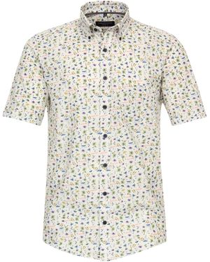 CASA MODA Kurzarmhemd Freizeithemd Kurzarm Print - Weiß