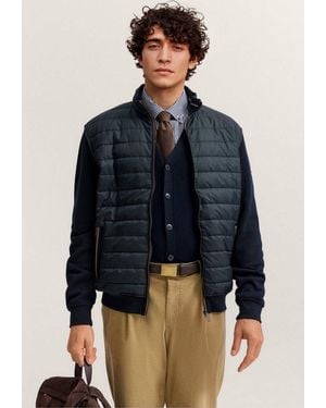Bugatti Sweatjacke Regular Fit Mit Gesteppter Front - Blau