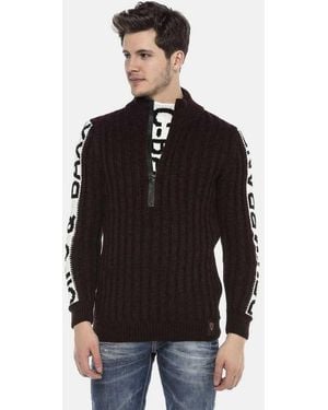 Cipo & Baxx Strickpullover Pullover (1-Tlg) Mit Marken Schriftzug, Cp216 - Schwarz