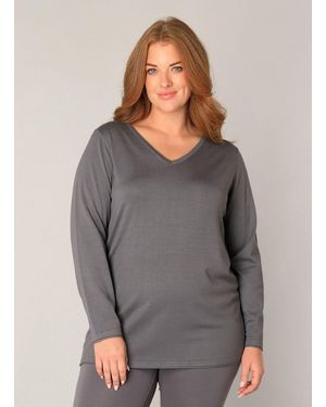 Base Level Curvy Strickpullover Anine mit V-Ausschnitt - Grau