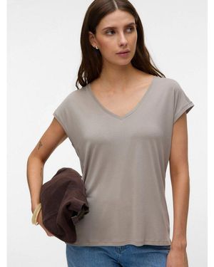 Vero Moda V-Shirt Vmfilli Ss V-Neck Tee Ga Noos Materialmix, Relaxed Fit - Grau