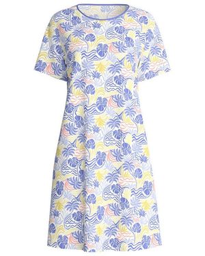 CALIDA Nachthemd Coastal Dreams Damen (1-Tlg) 95Cm Länge, Weich, Luftige Passform - Blau