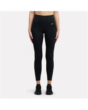Reebok Lauftights High Rise Full Length Tights Mit Flatlock-Nähten, Feuchtigkeitsableitend, Atmungsaktiv - Schwarz