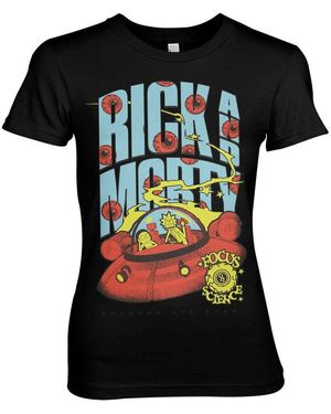 Rick And Morty T-Shirt Focus On Science Girly Tee - Schwarz