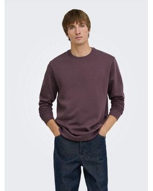 Only & Sons Sweatshirt Onsceres Crew Neck Noos Baumwollmischung, Regular Fit - Lila