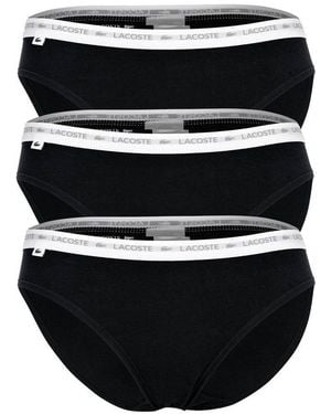Lacoste Slip Damen Slip 3Er Pack Baumwolle (Packung, 3Er Pack) - Schwarz