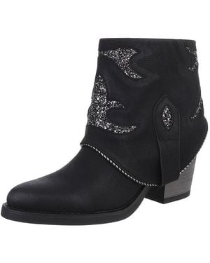 Ital-Design Modische Stiefelette Mit Glitzer-Details Für Damen Westernstiefelette (90482703) Blockabsatz Stiefeletten - Schwarz